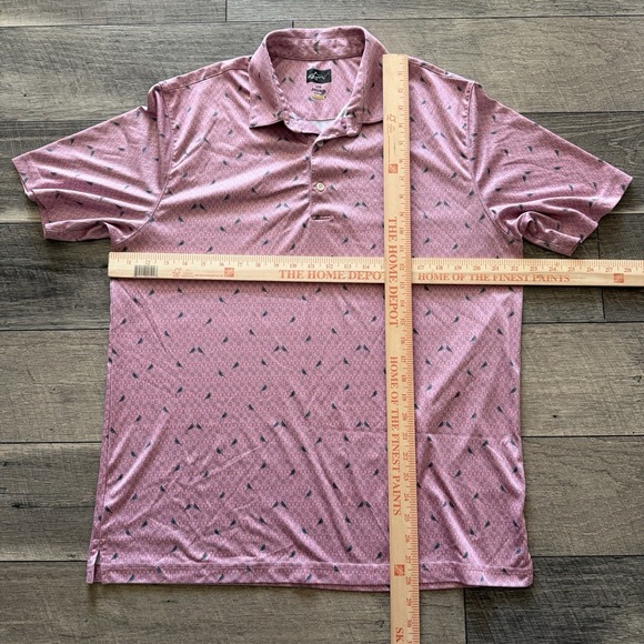 Greg‎ Norman Golf Polo Shirt Play Dry Performance Mens Large Pink All Over Print - Picture 4 of 8